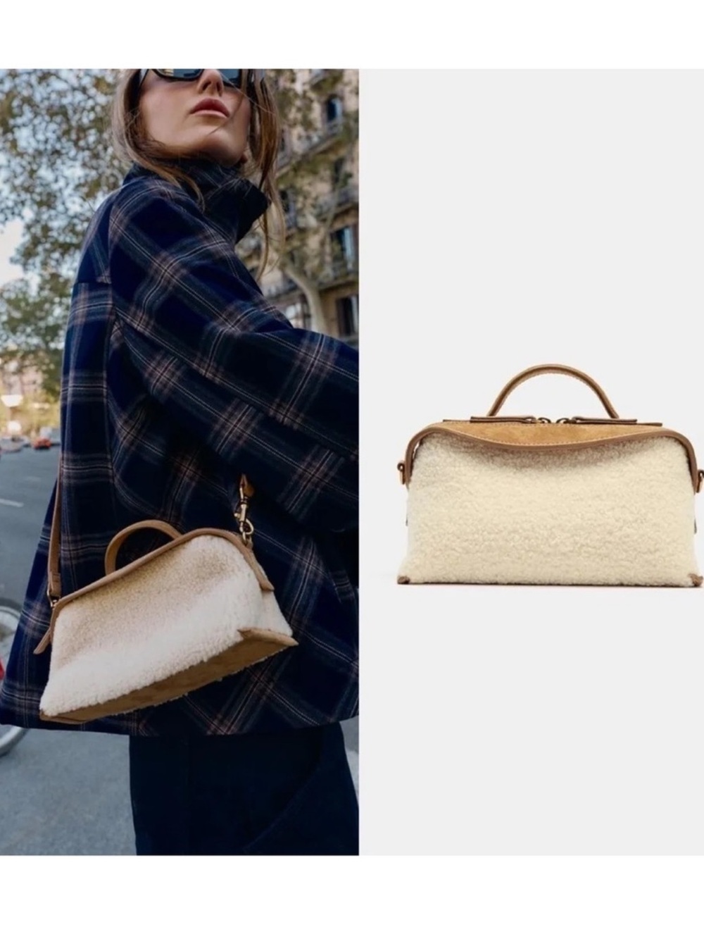 ZARA LONG SHEARLING BAG - Picture 2 of 9
